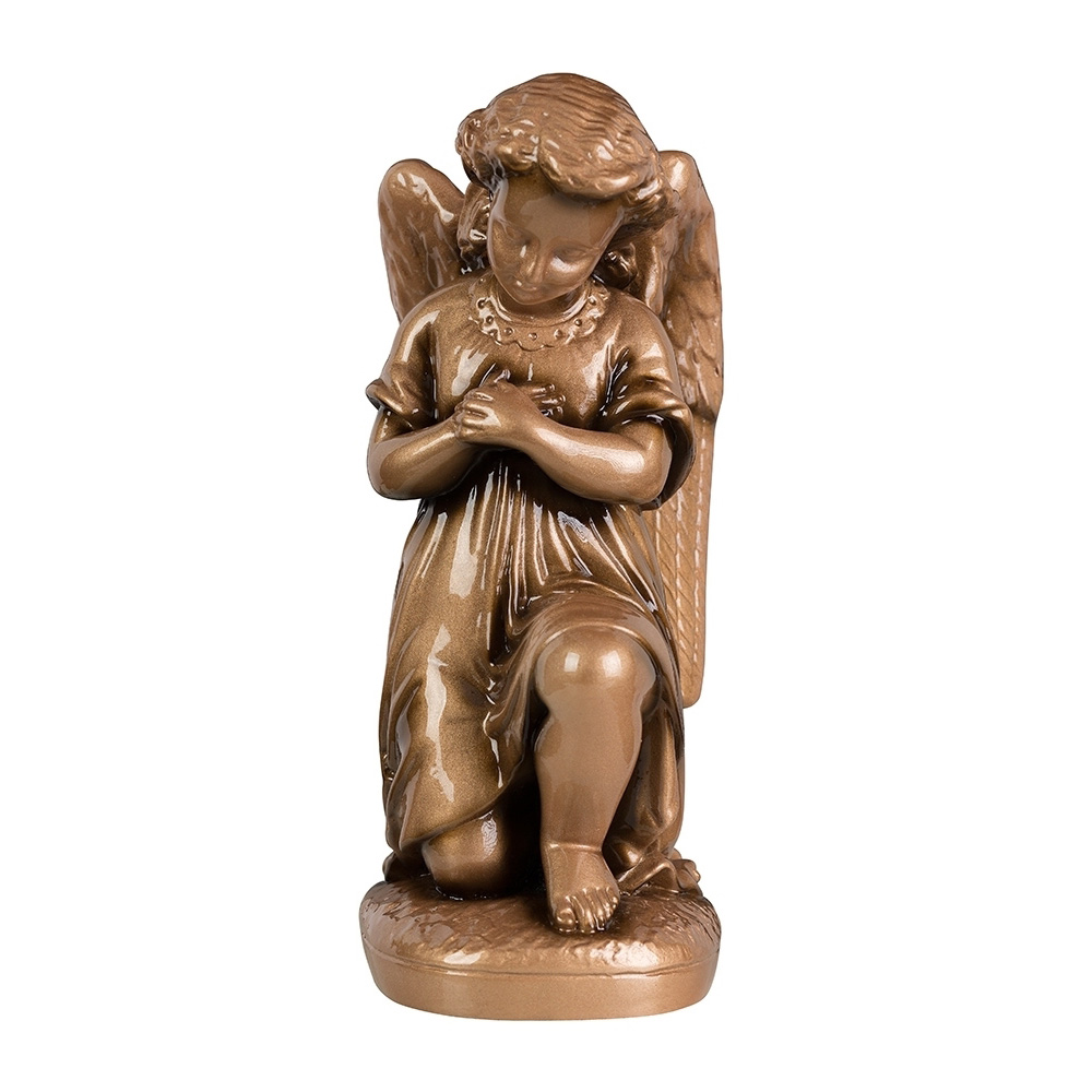 Angel praying 25cm (right oriented) - Marble powder (Bronze Finish)